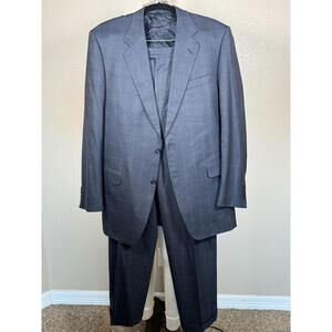 Canali Woolmark 100% Wool Two Piece Suit Size 52‎ 7 L  SZ 42 L US Blue Pin Strip